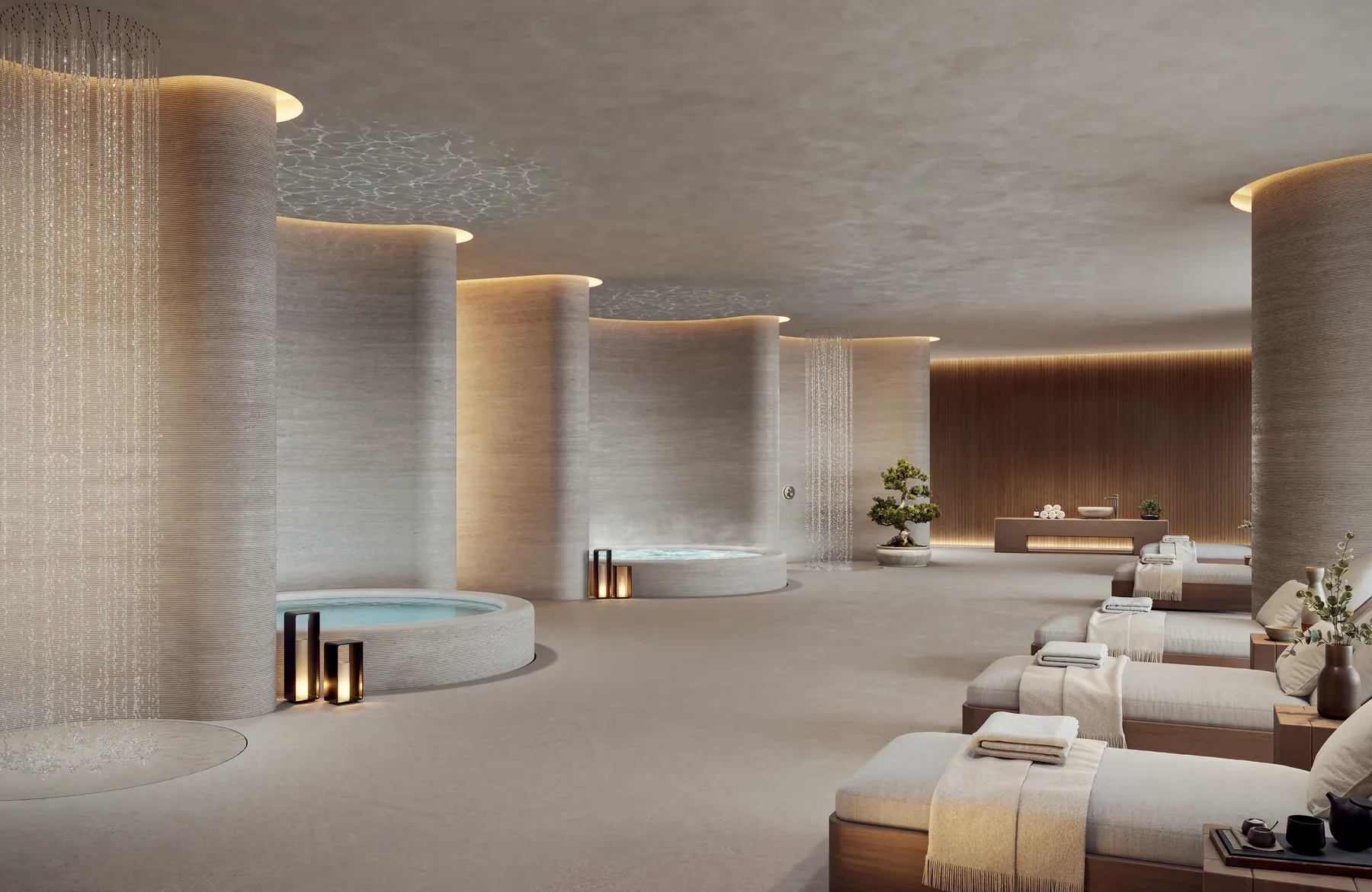Artist's conceptual rendering of the indoor spa within Wellness and Longevity by Nobu at 619 Brickell