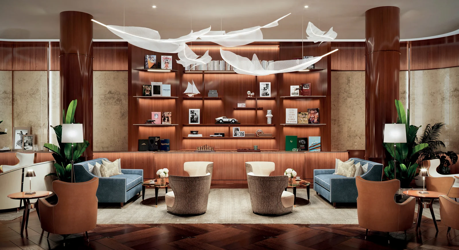 Representaci&oacute;n conceptual del artista del lounge de residentes en Cipriani Residences Miami, un espacio privado para c&oacute;cteles y cenas &iacute;ntimas, exclusivo para residentes e invitados