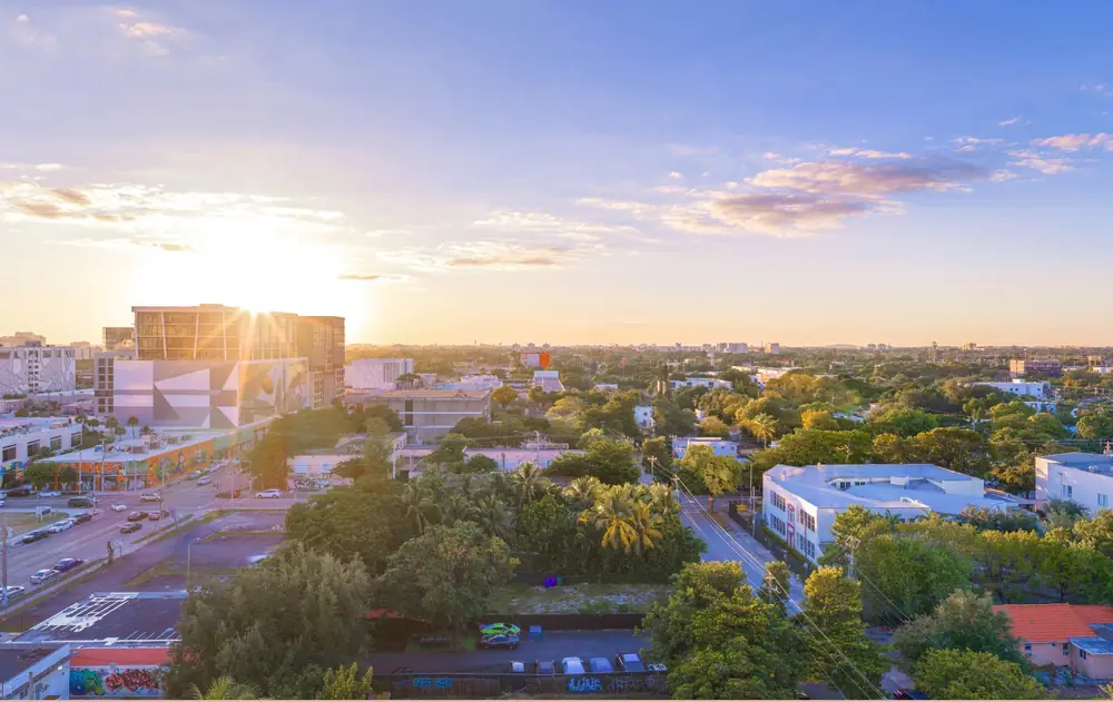 Developer view study looking west from north tower, level 8, at Frida Kahlo Wynwood Residences in Wynwood, Miami