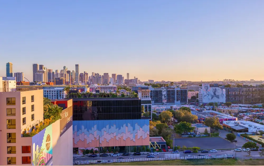 Developer view study looking south from south tower, level 12, at Frida Kahlo Wynwood Residences in Wynwood, Miami