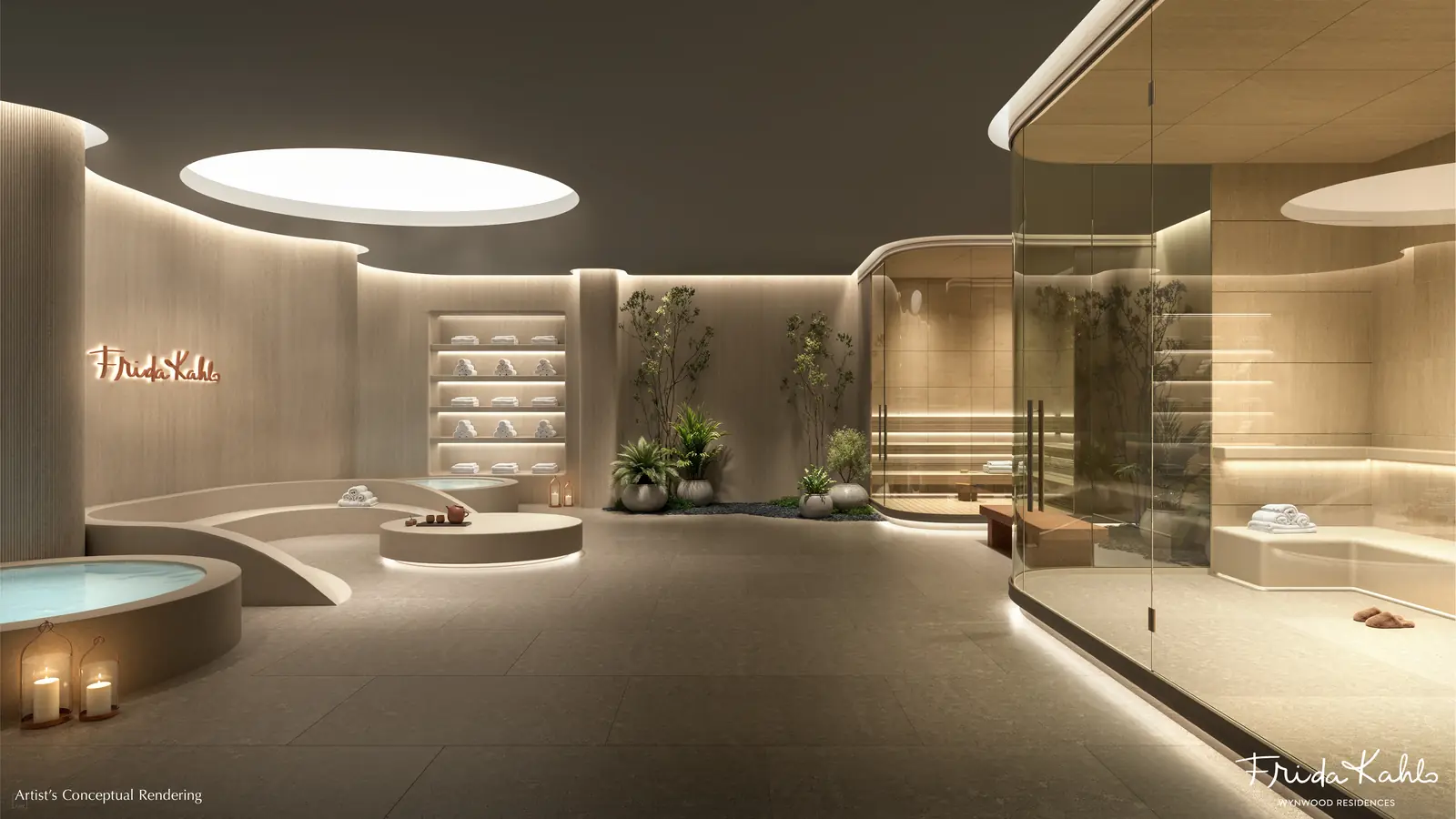 Artist's conceptual rendering of the wellness center at Frida Kahlo Wynwood Residences