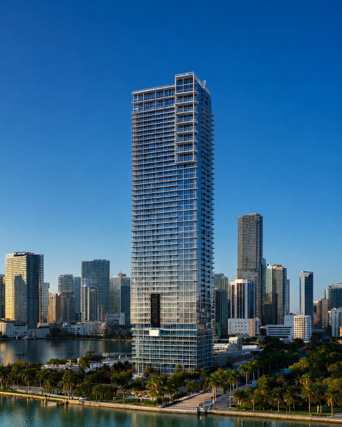 Marquis Miami condominium tower overlooking Biscayne Bay in Downtown Miami