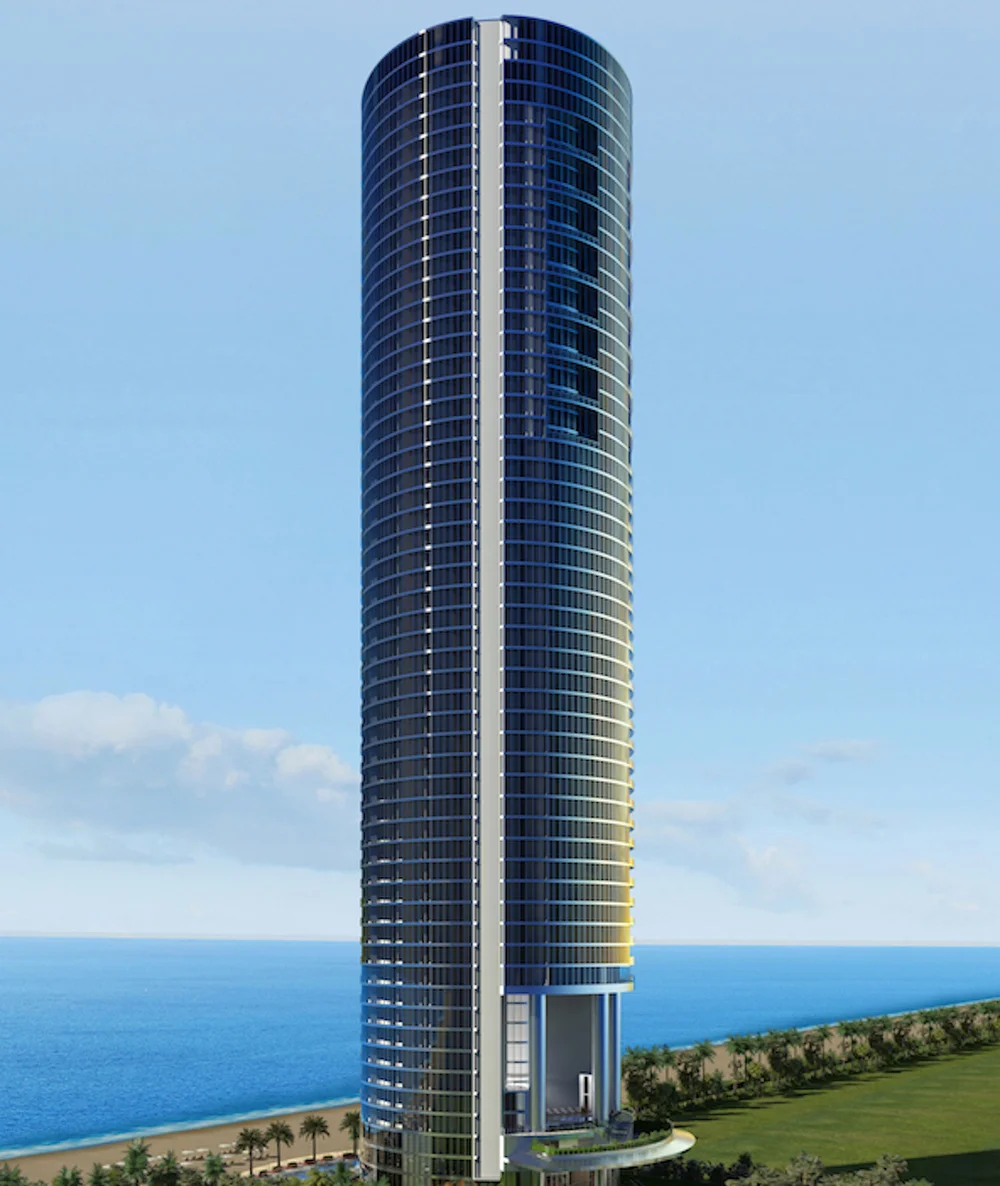 Torre de condominios Porsche Design Tower frente al mar en Sunny Isles Beach