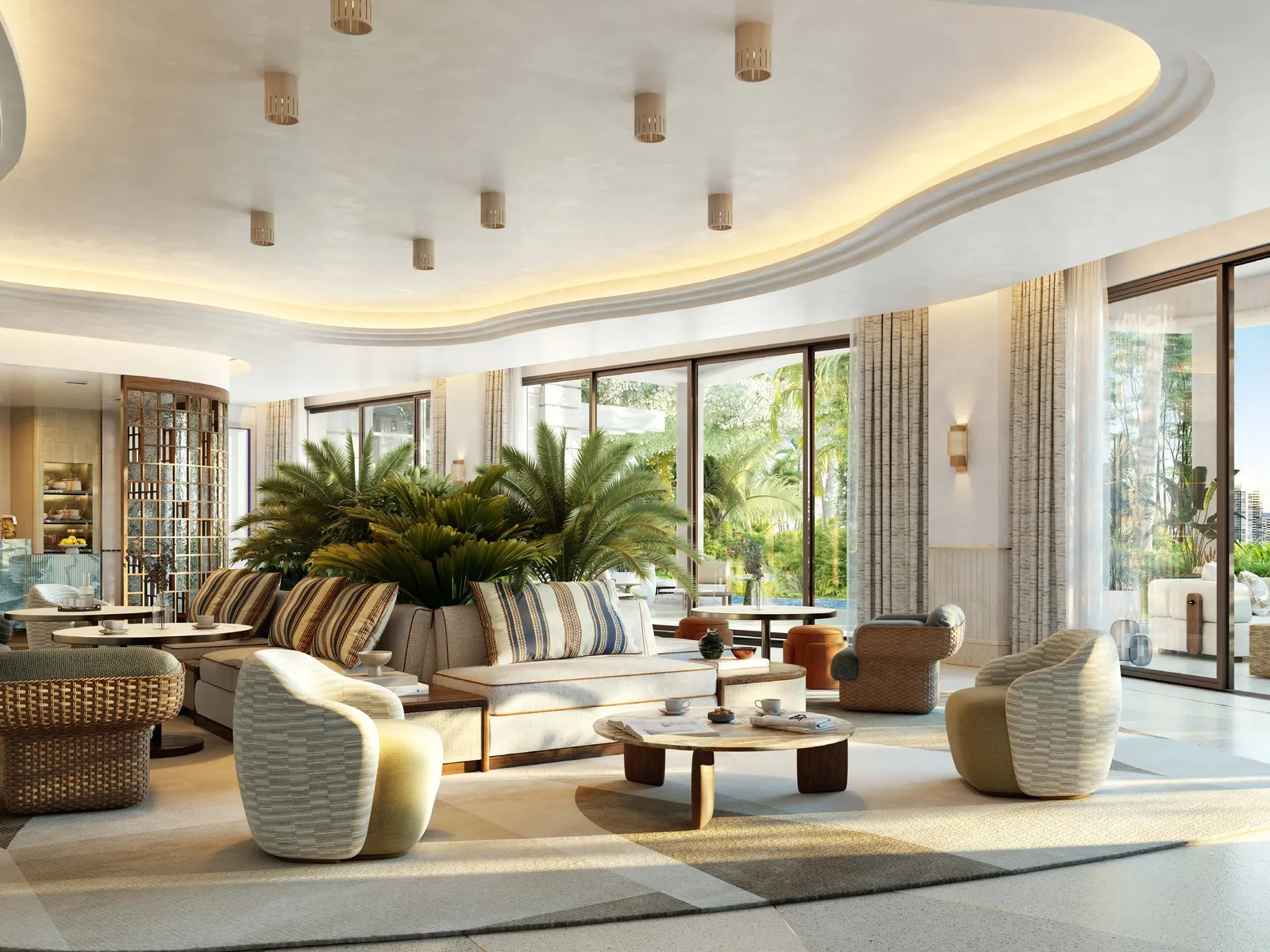 Sunrise Lounge rendering at Six Fisher Island