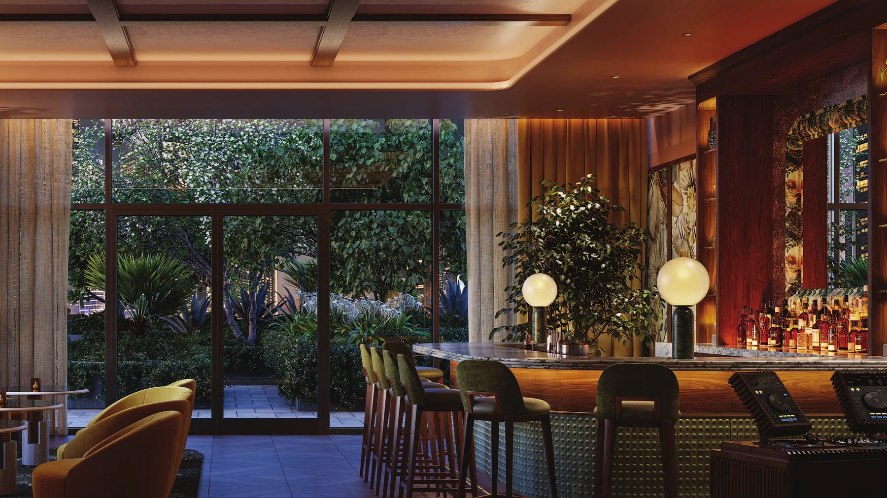 Artist's conceptual rendering of the resident club lounge at Viceroy Brickell